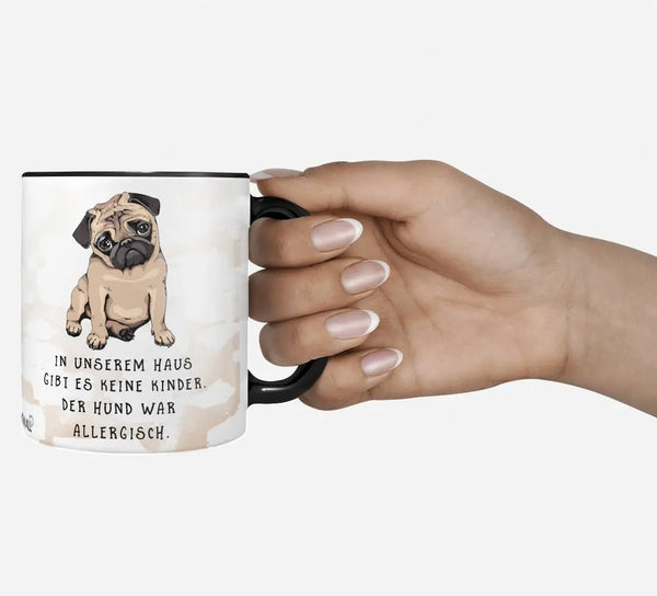 Spruch Tasse Hund Der Hund war allergisch Mops rosa - Sunnywall - Individualität trifft Design