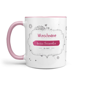 Tasse beste Freundin – personalisiert mit Name und rosa Henkel - Sunnywall - Individualität trifft Design