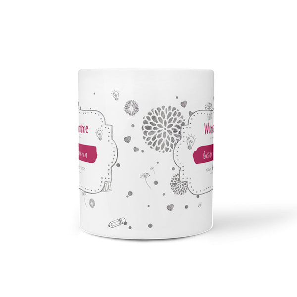 Tasse beste Lehrerin – personalisiert mit Name und rosa Henkel - Sunnywall - Individualität trifft Design