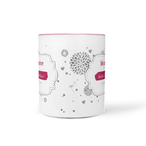 Tasse beste Schwester – personalisiert mit Name und rosa Henkel - Sunnywall - Individualität trifft Design