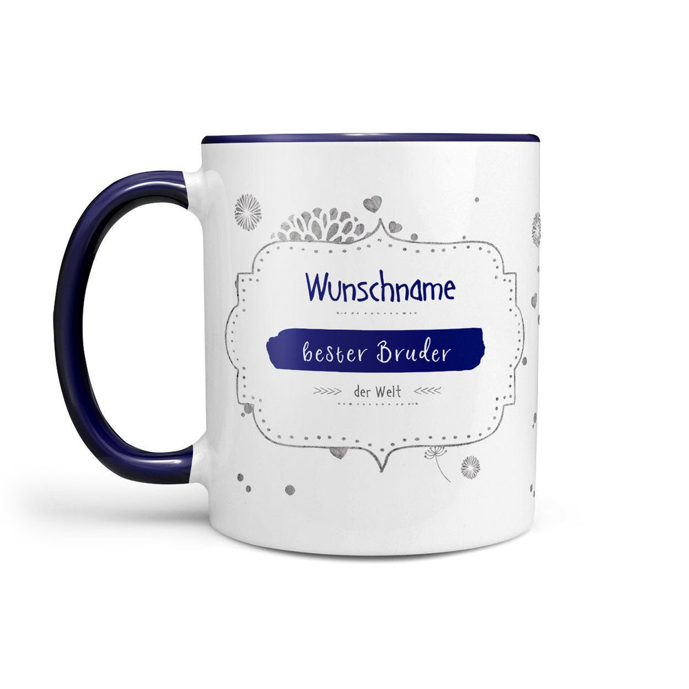 Tasse bester Bruder – personalisiert mit Name in Blau - Sunnywall - Individualität trifft Design