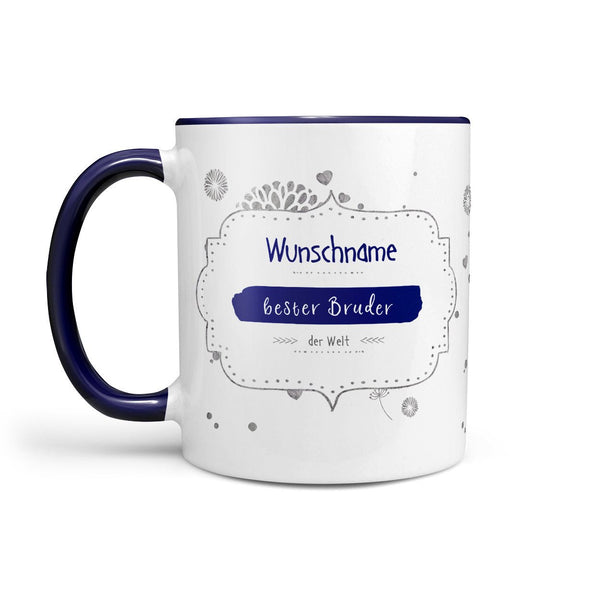 Tasse bester Bruder – personalisiert mit Name in Blau - Sunnywall - Individualität trifft Design