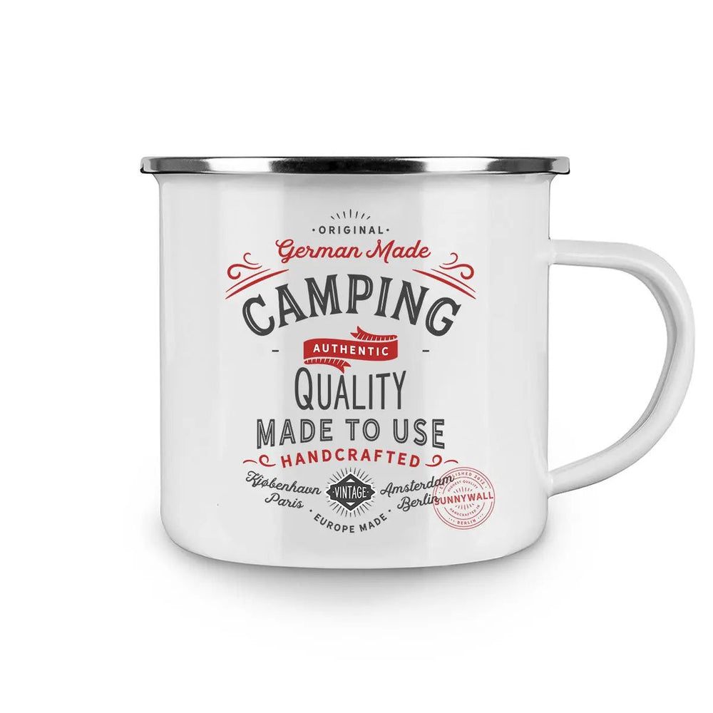 Tasse Camping Emaille – Retro Emaille-Tasse mit German Made Authentic Quality - Sunnywall - Individualität trifft Design