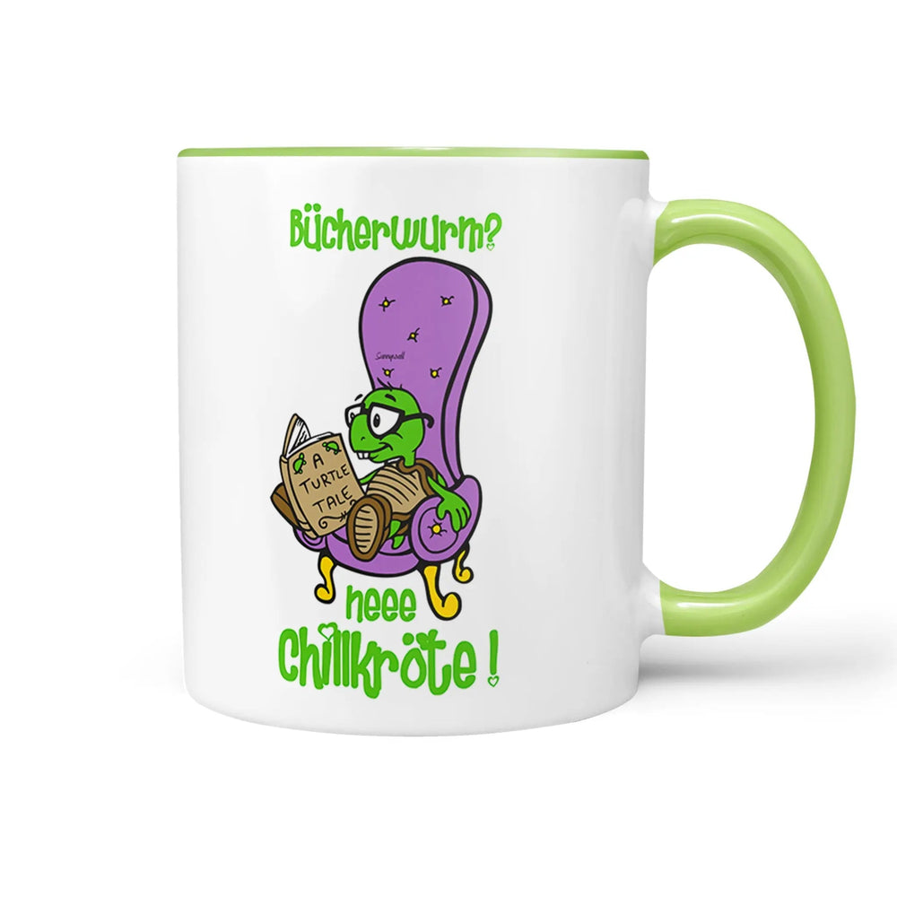 Tasse Chillkröte – lustiger Spruch Bücherwurm? Neeee Chillkröte! - Sunnywall - Individualität trifft Design