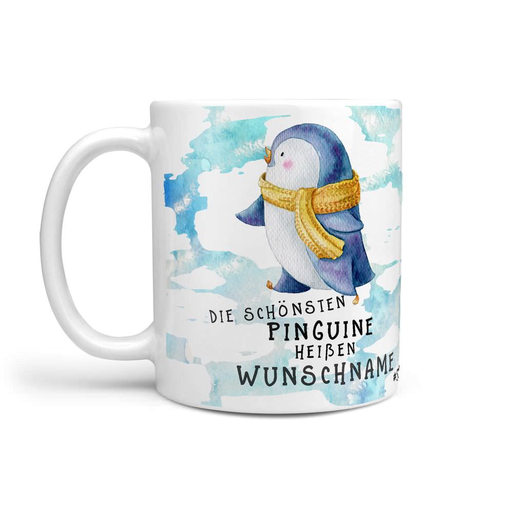 Tasse - Die schönsten Pinguine heißen - Wunschname Kaffeetasse - Sunnywall - Individualität trifft Design