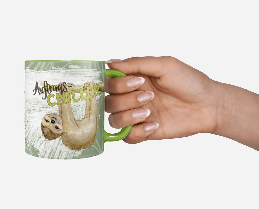 Tasse Faultier Auftragschiller – Lustige Kaffeetasse für Chiller - Sunnywall - Individualität trifft Design