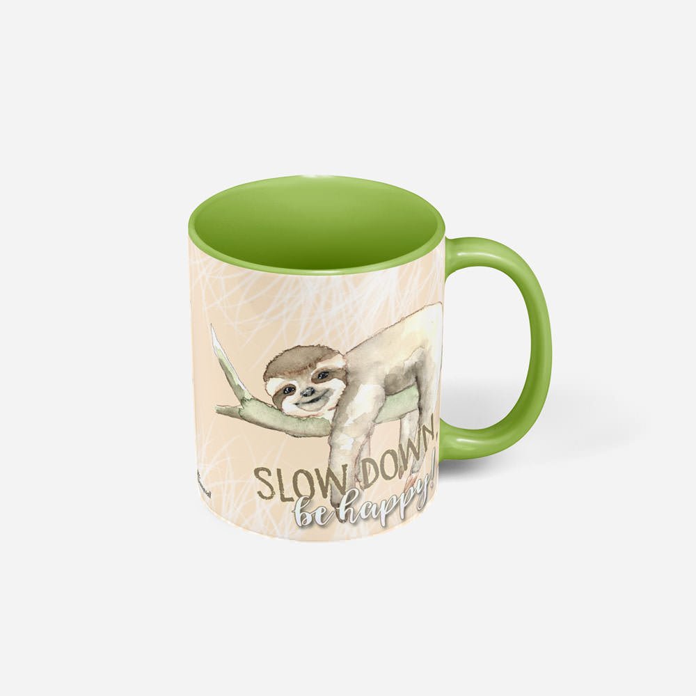 Tasse Faultier Slow Down be happy – Geschenk für Entspannte - Sunnywall - Individualität trifft Design