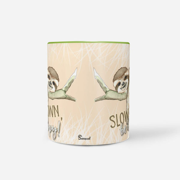 Tasse Faultier Slow Down be happy – Geschenk für Entspannte - Sunnywall - Individualität trifft Design