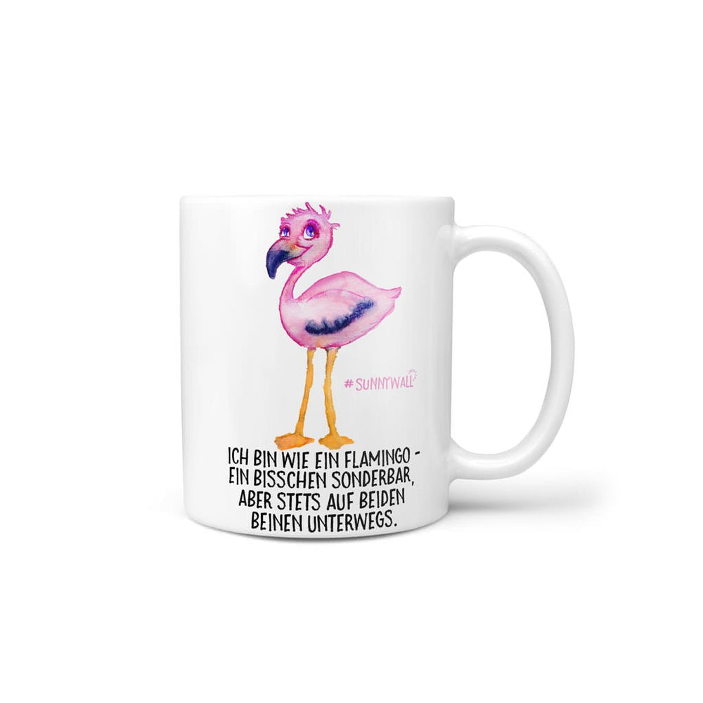 Tasse Flamingo Spruch – Ein bisschen sonderbar - Sunnywall - Individualität trifft Design