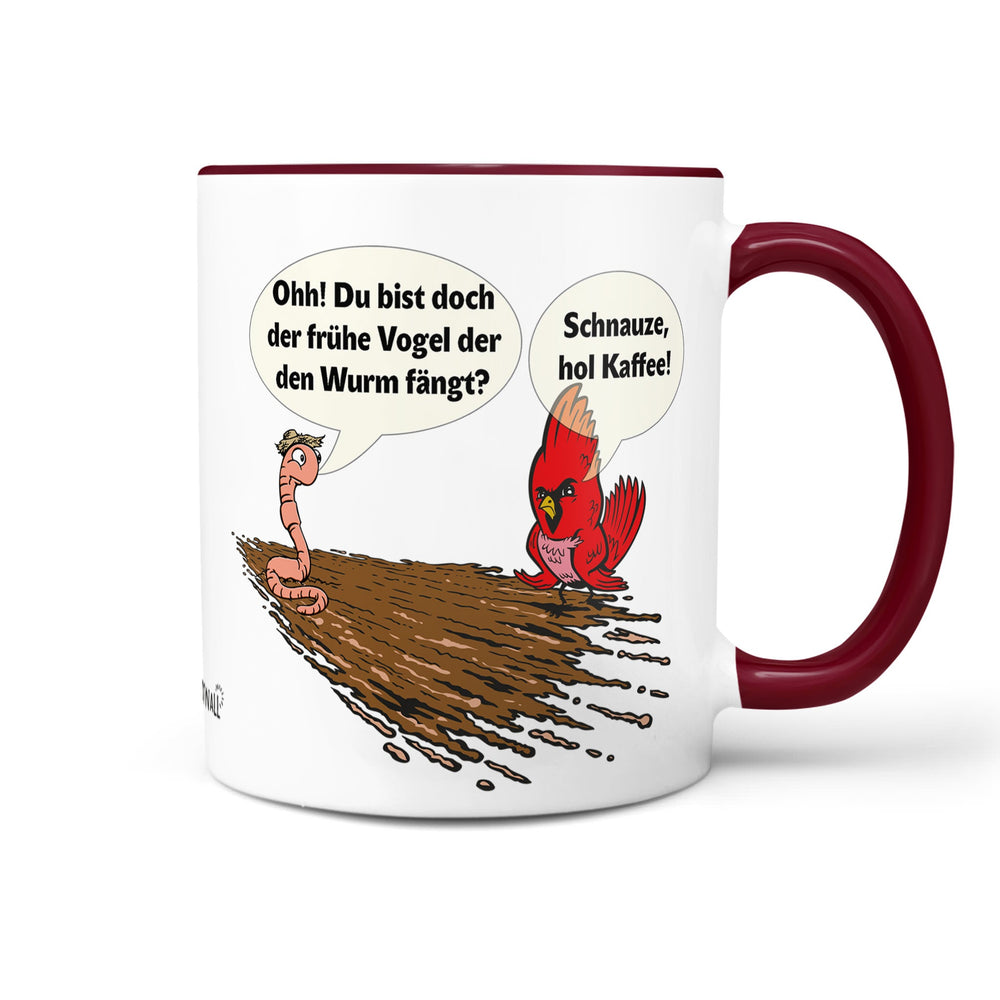Tasse früher Vogel Kaffee – Lustige Morgen-Tasse mit Vogel und Wurm - Sunnywall - Individualität trifft Design