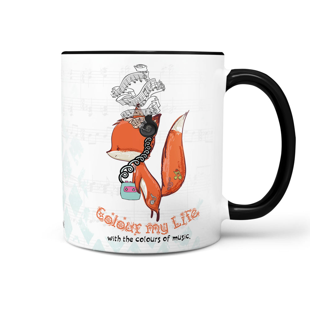 Tasse Fuchs Musik Colour my life with the colours of music Kaffeetasse mit Spruch - Sunnywall - Individualität trifft Design