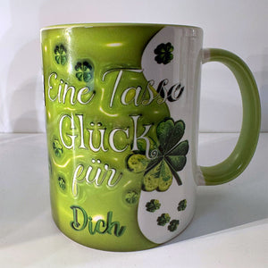 Tasse - Eine Tasse Glück für - Wunschname  - Kaffeetasse - Klee B-Ware - Sunnywall - Individualität trifft Design