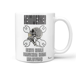 Tasse Heimwerker Spruch Totenkopf Echte Kerle brauchen keine Anleitung - Sunnywall - Individualität trifft Design