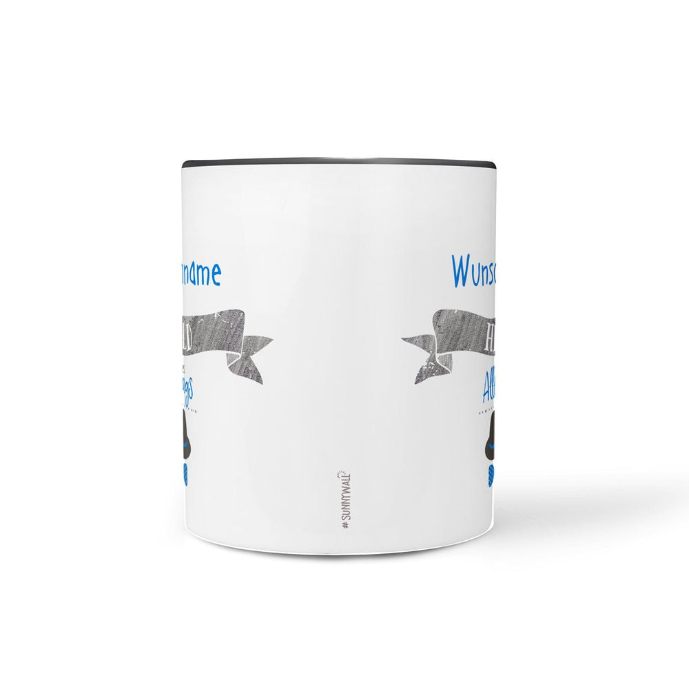 Tasse Held des Alltags – personalisiert mit Name und schwarzem Henkel - Sunnywall - Individualität trifft Design