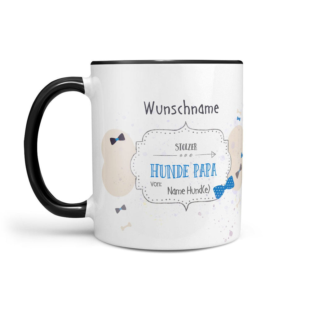 Tasse Hundepapa – personalisiert mit Namen und Widmung in Schwarz - Sunnywall - Individualität trifft Design