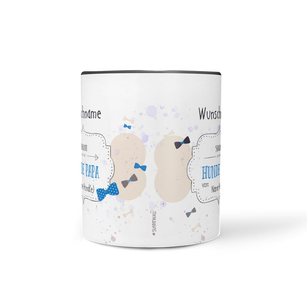 Tasse Hundepapa – personalisiert mit Namen und Widmung in Schwarz - Sunnywall - Individualität trifft Design