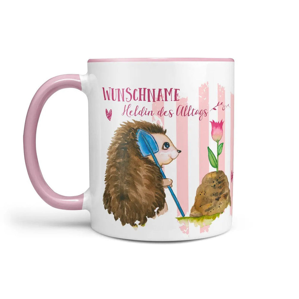 Tasse Igelin Heldin des Alltags – Personalisierbar mit Wunschname - Sunnywall - Individualität trifft Design