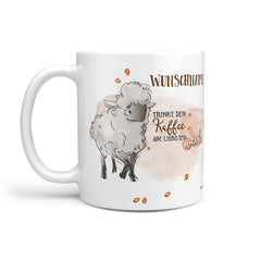 Tasse Kaffee weiß – Schaf mit Wunschname auf weißer Tasse - Sunnywall - Individualität trifft Design
