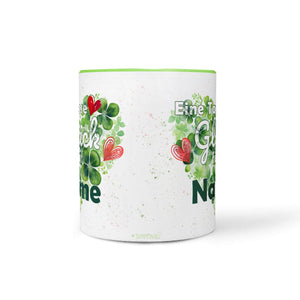 Tasse - Klee Herz - Eine Tasse Glück für - Wunschname - Kaffeetasse - Sunnywall - Individualität trifft Design
