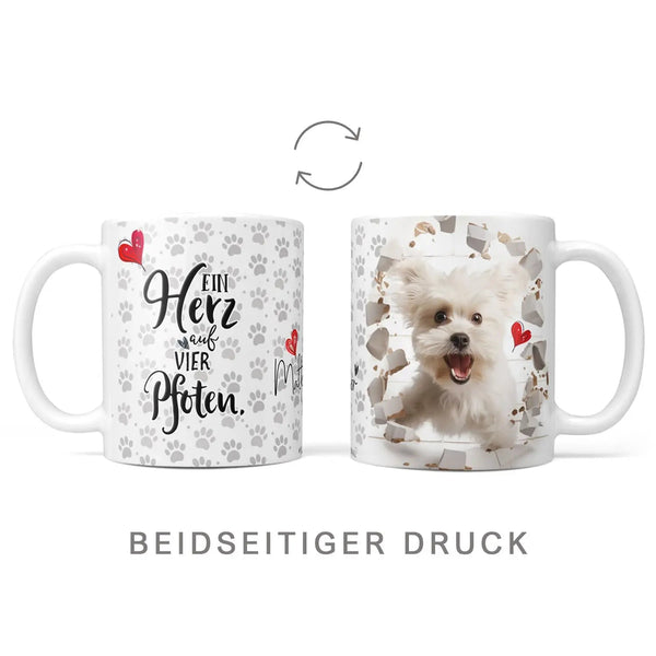 Tasse Malteser Ein Herz auf vier Pfoten - Hunderassen Kollektion - Sunnywall - Individualität trifft Design