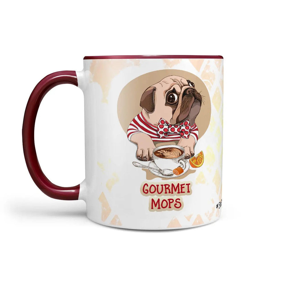 Tasse Mops Kaffee – Gourmet Mops mit Cappuccino & Schleife – Lustige Hundetasse - Sunnywall - Individualität trifft Design