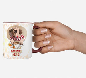 Tasse Mops Kaffee – Gourmet Mops mit Cappuccino & Schleife – Lustige Hundetasse - Sunnywall - Individualität trifft Design