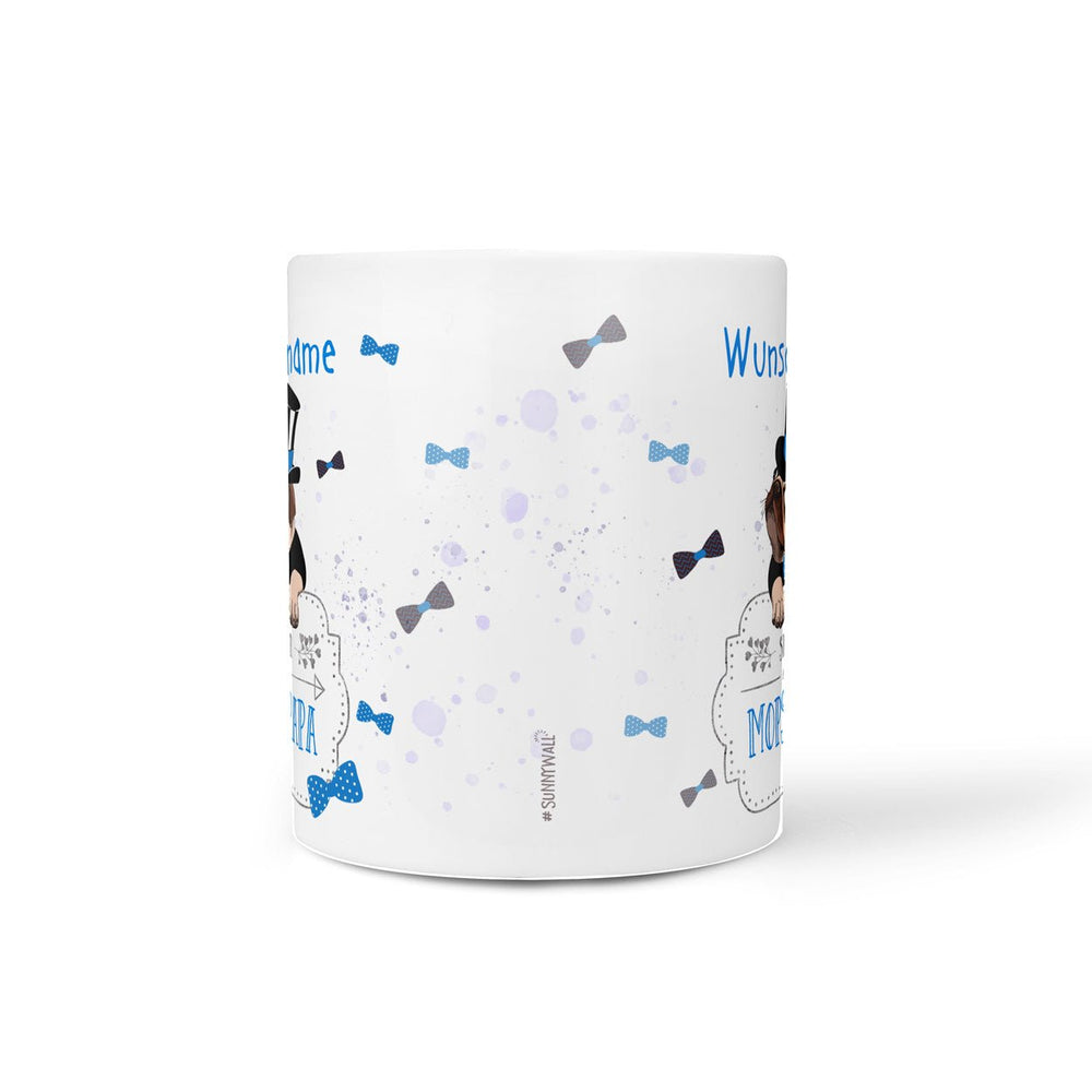Tasse Mops Papa – personalisiert mit Wunschname und Zylinder-Mops - Sunnywall - Individualität trifft Design