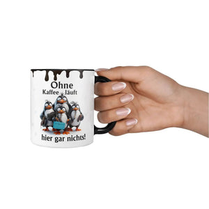 Tasse Ohne Kaffee läuft hier gar nichts! Pinguin - Statement - Sunnywall - Individualität trifft Design