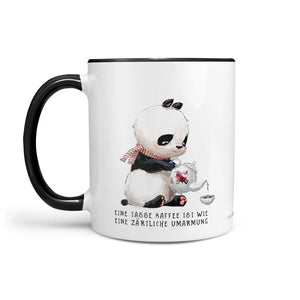 Tasse Panda mit Spruch Kaffee ist wie eine Umarmung - Sunnywall - Individualität trifft Design
