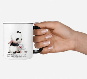Tasse Panda mit Spruch Kaffee ist wie eine Umarmung - Sunnywall - Individualität trifft Design