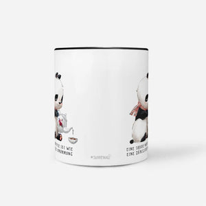 Tasse Panda mit Spruch Kaffee ist wie eine Umarmung - Sunnywall - Individualität trifft Design