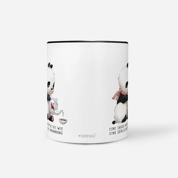 Tasse Panda mit Spruch Kaffee ist wie eine Umarmung - Sunnywall - Individualität trifft Design