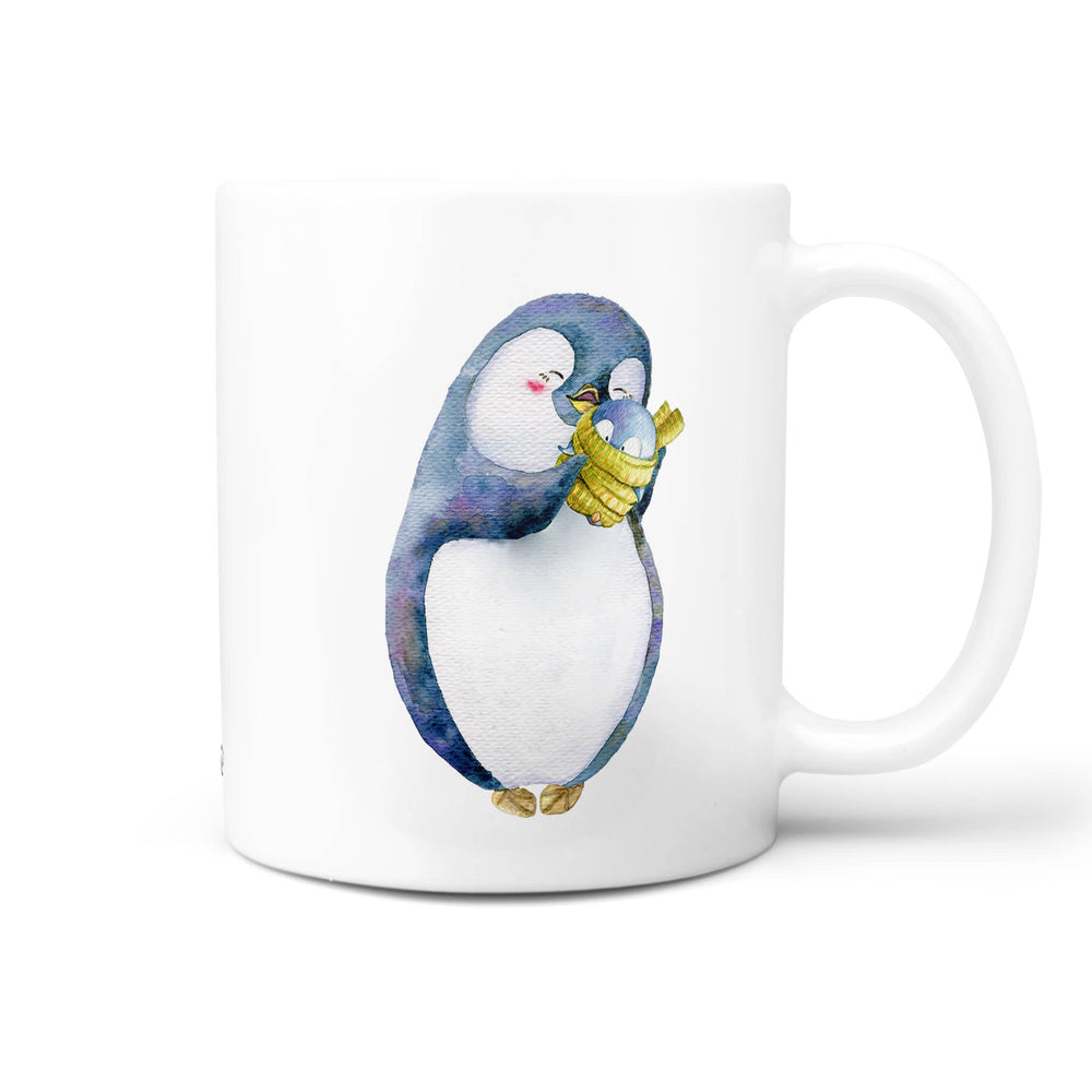 Tasse Pinguin Mama Kind – Liebevolles Aquarell-Motiv für Eltern - Sunnywall - Individualität trifft Design
