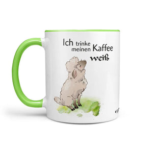Tasse Schaf Ich trinke meinen Kaffee weiss Kaffeetasse mit Spruch - Sunnywall - Individualität trifft Design