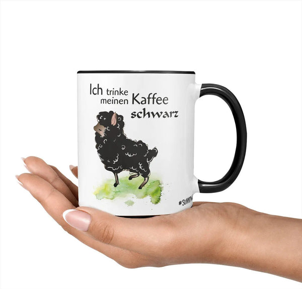 Tasse Schaf Kaffee schwarz – Lustige Spruchtasse mit schwarzem Schaf - Sunnywall - Individualität trifft Design
