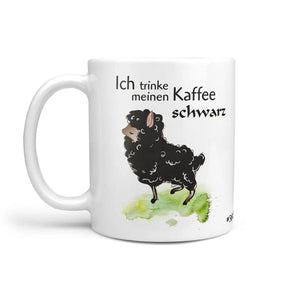 Tasse Schaf Kaffee schwarz – Lustige Spruchtasse mit schwarzem Schaf - Sunnywall - Individualität trifft Design