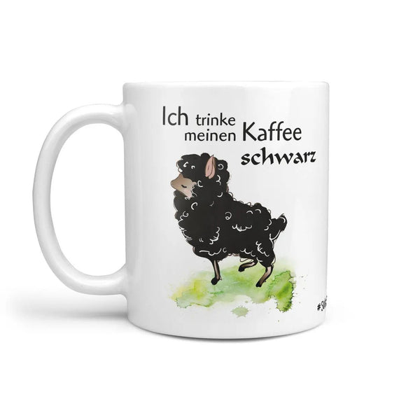 Tasse Schaf Kaffee schwarz – Lustige Spruchtasse mit schwarzem Schaf - Sunnywall - Individualität trifft Design