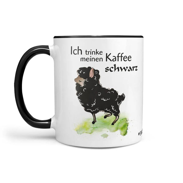 Tasse Schaf Kaffee schwarz – Lustige Spruchtasse mit schwarzem Schaf - Sunnywall - Individualität trifft Design