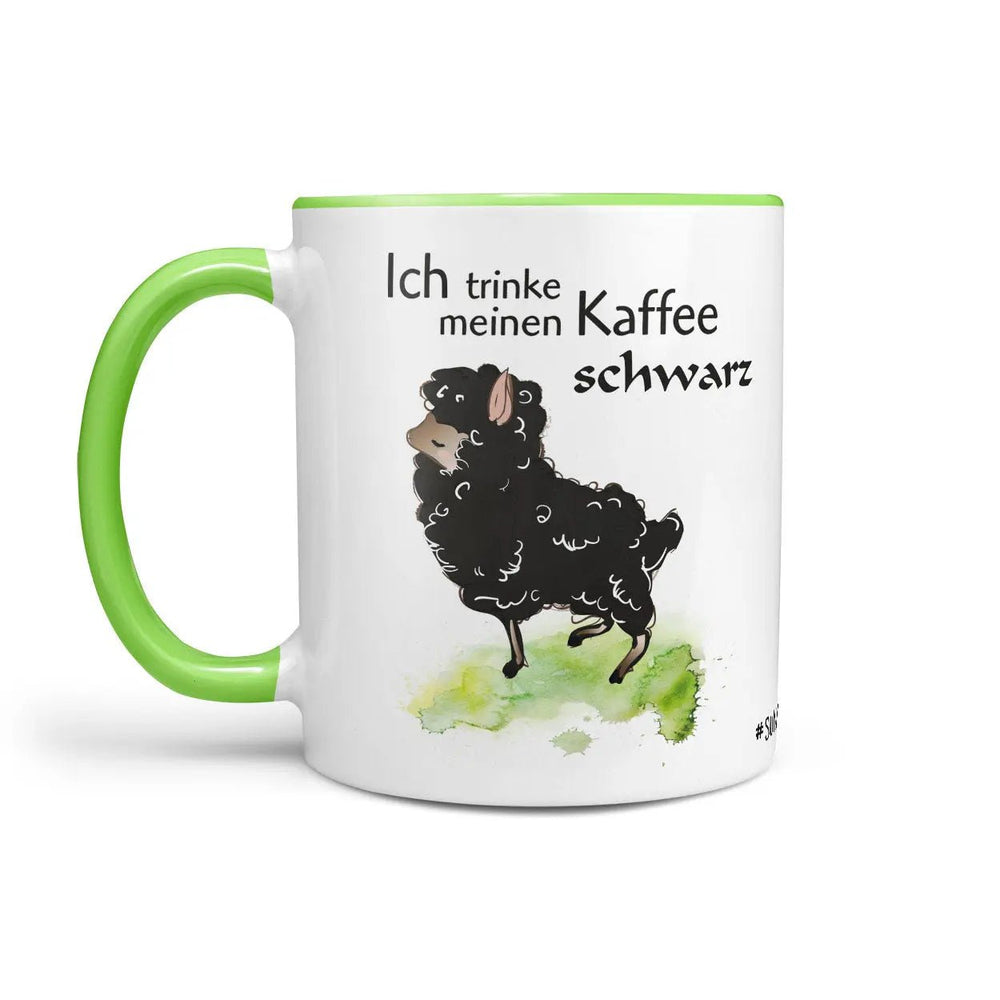 Tasse Schaf Kaffee schwarz – Lustige Spruchtasse mit schwarzem Schaf - Sunnywall - Individualität trifft Design