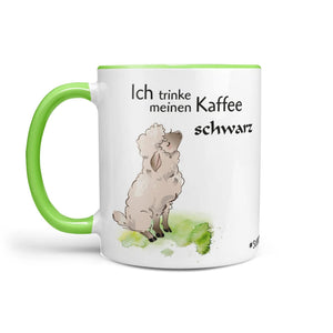 Tasse Schaf Kaffee weiß – Lustige Spruchtasse mit Schafmotiv in Grün - Sunnywall - Individualität trifft Design