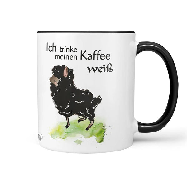 Tasse Schaf Kaffee weiß – Lustige Spruchtasse mit Schafmotiv in Grün - Sunnywall - Individualität trifft Design