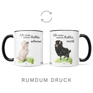 Tasse Schaf Kaffee weiß – Lustige Spruchtasse mit Schafmotiv in Grün - Sunnywall - Individualität trifft Design