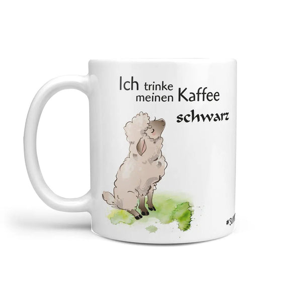 Tasse Schaf Kaffee weiß – Lustige Spruchtasse mit Schafmotiv in Grün - Sunnywall - Individualität trifft Design
