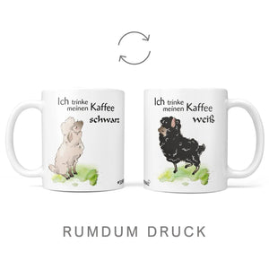 Tasse Schaf Kaffee weiß – Lustige Spruchtasse mit Schafmotiv in Grün - Sunnywall - Individualität trifft Design