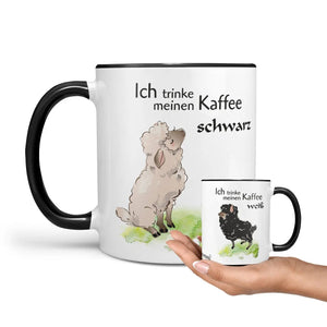 Tasse Schaf Kaffee weiß – Lustige Spruchtasse mit Schafmotiv in Grün - Sunnywall - Individualität trifft Design