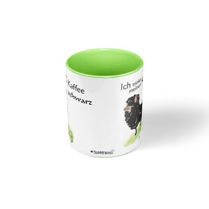 Tasse Schaf Kaffee weiß – Lustige Spruchtasse mit Schafmotiv in Grün - Sunnywall - Individualität trifft Design