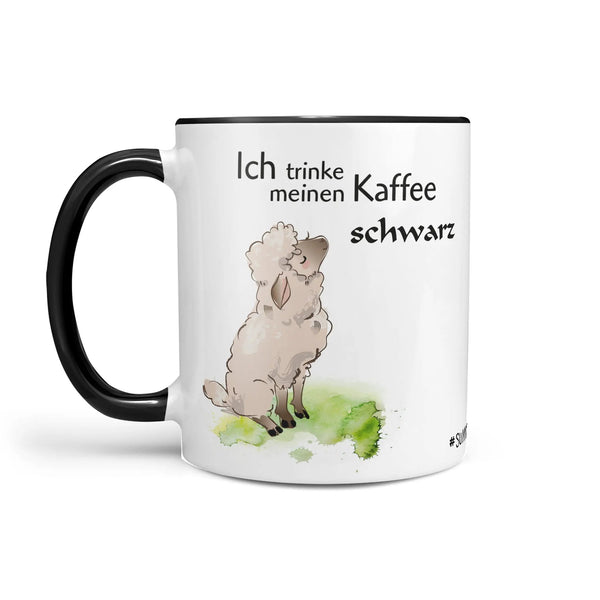 Tasse Schaf Kaffee weiß – Lustige Spruchtasse mit Schafmotiv in Grün - Sunnywall - Individualität trifft Design