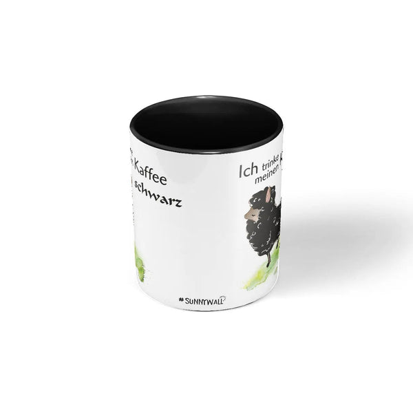 Tasse Schaf Kaffee weiß – Lustige Spruchtasse mit Schafmotiv in Grün - Sunnywall - Individualität trifft Design