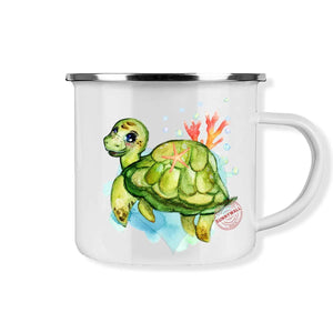 Tasse Schildkröte Camping – Emaille-Tasse mit süßem Unterwasser-Motiv - Sunnywall - Individualität trifft Design