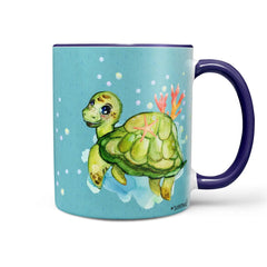 Tasse Schildkröte Trinchen unter Wasser auf blauer Tasse - Sunnywall - Individualität trifft Design